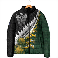 Custom Rugby New Zealand And South Africa Padded Jacket Silver Fern With Springboks LT05 - Polynesian Pride