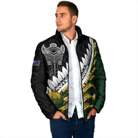 Custom Rugby New Zealand And South Africa Padded Jacket Silver Fern With Springboks LT05 - Polynesian Pride