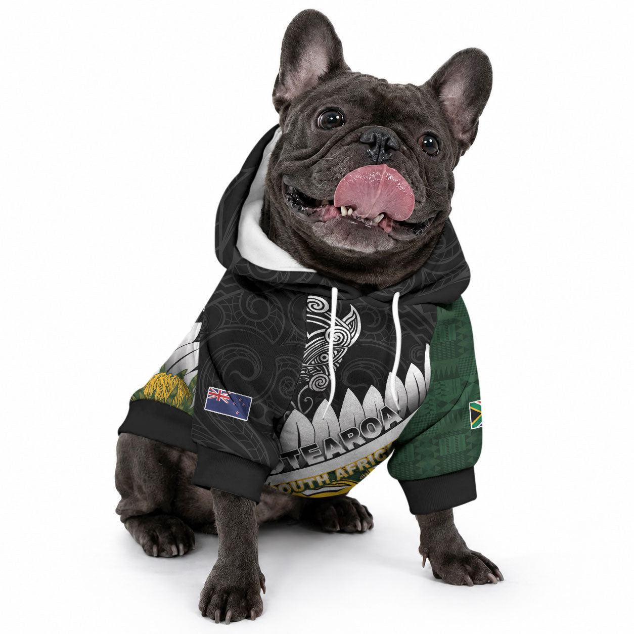 Custom Rugby New Zealand And South Africa Pet Hoodie Silver Fern With Springboks LT05 - Polynesian Pride