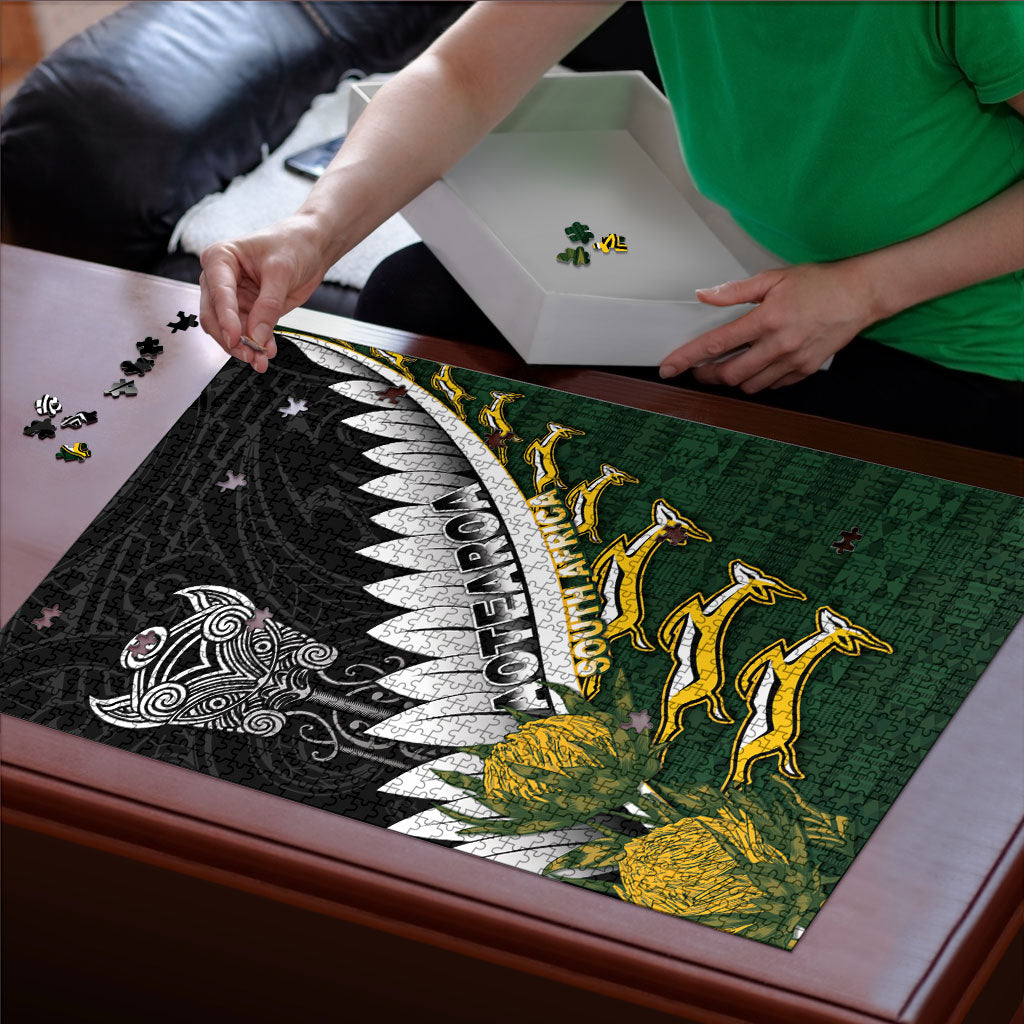Rugby New Zealand And South Africa Puzzle Silver Fern With Springboks LT05 - Polynesian Pride