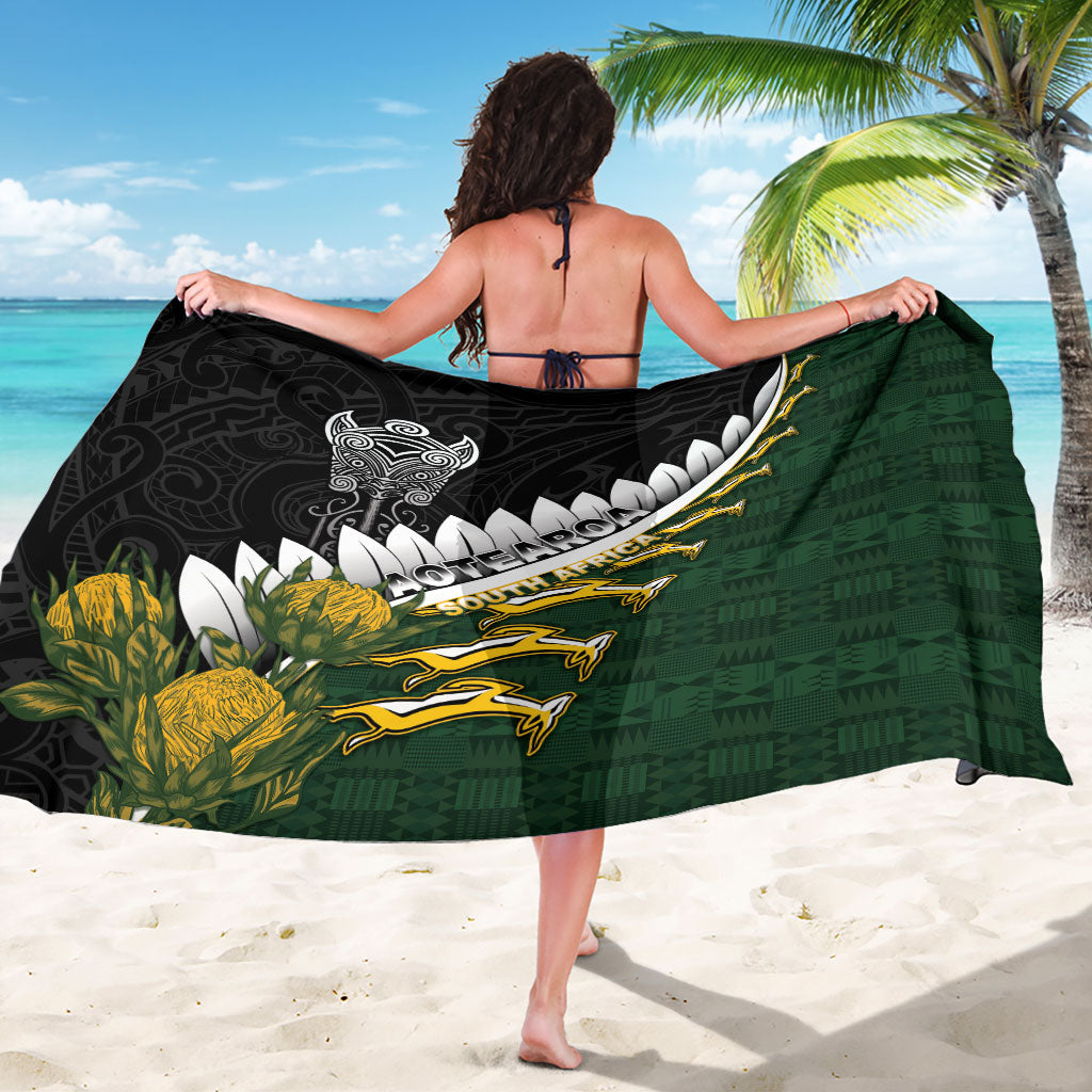 Rugby New Zealand And South Africa Sarong Silver Fern With Springboks LT05 - Polynesian Pride