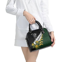 Rugby New Zealand And South Africa Shoulder Handbag Silver Fern With Springboks LT05 - Polynesian Pride