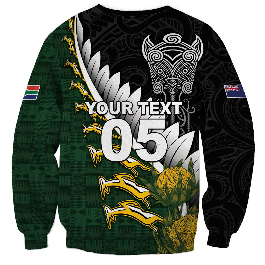 Custom Rugby New Zealand And South Africa Sweatshirt Silver Fern With Springboks LT05 - Polynesian Pride
