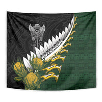 Rugby New Zealand And South Africa Tapestry Silver Fern With Springboks LT05 - Polynesian Pride