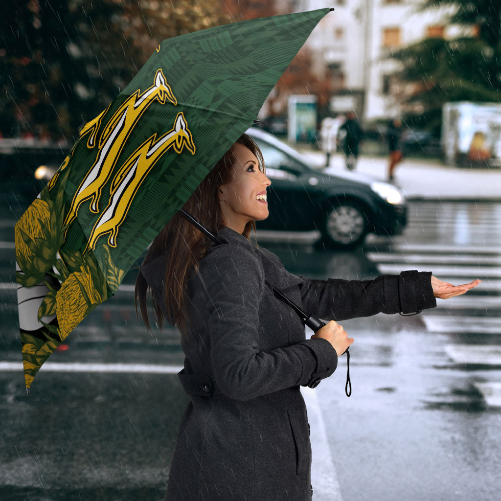 Rugby New Zealand And South Africa Umbrella Silver Fern With Springboks LT05 - Polynesian Pride