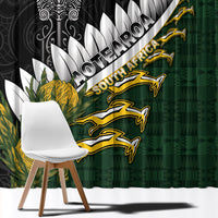 Rugby New Zealand And South Africa Window Curtain Silver Fern With Springboks LT05 - Polynesian Pride