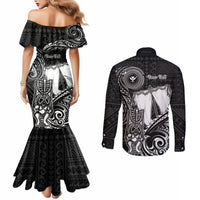 Personalized Hawaii Makahiki Season Couples Matching Mermaid Dress and Long Sleeve Button Shirts Akua Loa Polynesian Pattern LT05 - Polynesian Pride