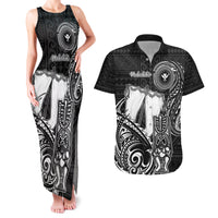 Personalized Hawaii Makahiki Season Couples Matching Tank Maxi Dress and Hawaiian Shirt Akua Loa Polynesian Pattern LT05 Black - Polynesian Pride
