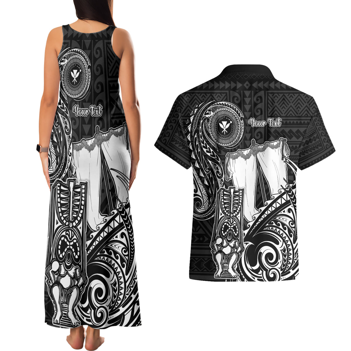 Personalized Hawaii Makahiki Season Couples Matching Tank Maxi Dress and Hawaiian Shirt Akua Loa Polynesian Pattern LT05 - Polynesian Pride