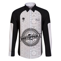Personalized Fiji Obstacle Race 2023 Family Matching Off Shoulder Short Dress and Hawaiian Shirt Never Give Up LT05 Dad's Shirt - Long Sleeve Black - Polynesian Pride