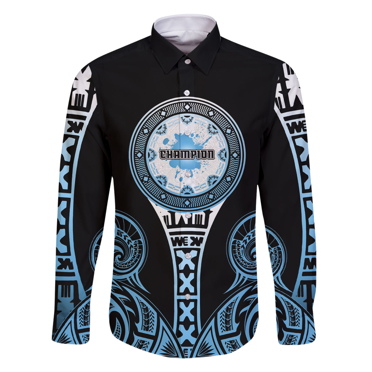 Personalized Fiji Obstacle Race 2023 Family Matching Off Shoulder Long Sleeve Dress and Hawaiian Shirt Go Champion LT05 Dad's Shirt - Long Sleeve Blue - Polynesian Pride