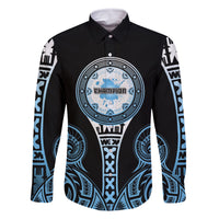 Personalized Fiji Obstacle Race 2023 Family Matching Off Shoulder Maxi Dress and Hawaiian Shirt Go Champion LT05 Dad's Shirt - Long Sleeve Blue - Polynesian Pride