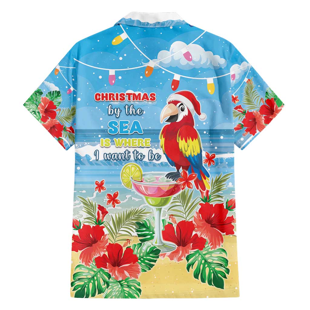 Hawaii Christmas Family Matching Long Sleeve Bodycon Dress and Hawaiian Shirt Funny Macaw Parrot Tropical Vibe