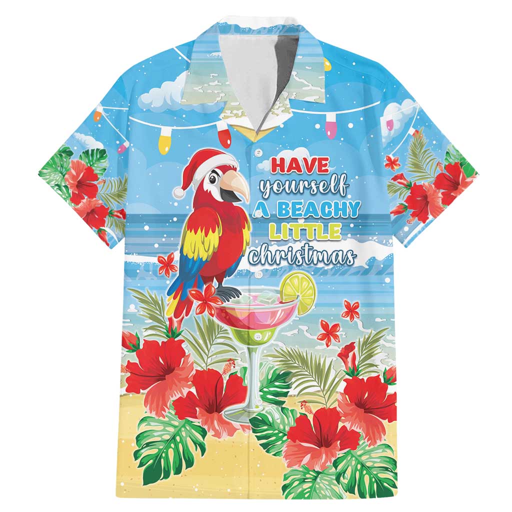Hawaii Christmas Family Matching Mermaid Dress and Hawaiian Shirt Funny Macaw Parrot Tropical Vibe LT05 Dad's Shirt - Short Sleeve Blue - Polynesian Pride