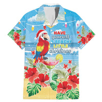 Hawaii Christmas Family Matching Mermaid Dress and Hawaiian Shirt Funny Macaw Parrot Tropical Vibe LT05 Dad's Shirt - Short Sleeve Blue - Polynesian Pride