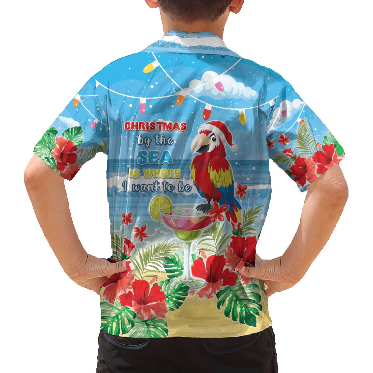 Hawaii Christmas Family Matching Off The Shoulder Long Sleeve Dress and Hawaiian Shirt Funny Macaw Parrot Tropical Vibe LT05 - Polynesian Pride