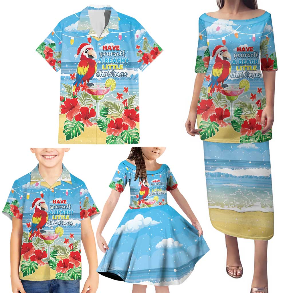 Hawaii Christmas Family Matching Puletasi and Hawaiian Shirt Funny Macaw Parrot Tropical Vibe LT05 - Polynesian Pride