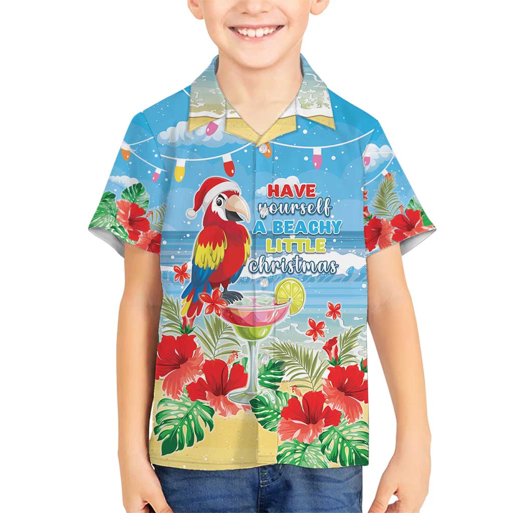 Hawaii Christmas Family Matching Puletasi and Hawaiian Shirt Funny Macaw Parrot Tropical Vibe LT05 Son's Shirt Blue - Polynesian Pride