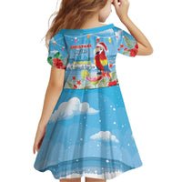 Hawaii Christmas Kid Short Sleeve Dress Funny Macaw Parrot Tropical Vibe LT05 - Polynesian Pride