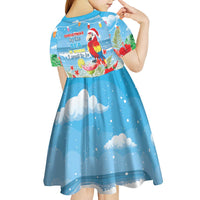 Hawaii Christmas Kid Short Sleeve Dress Funny Macaw Parrot Tropical Vibe LT05 - Polynesian Pride