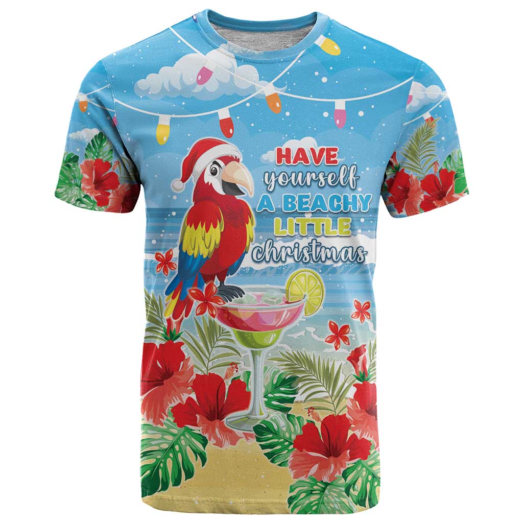 Hawaii Christmas T Shirt Funny Macaw Parrot Tropical Vibe LT05 Blue - Polynesian Pride