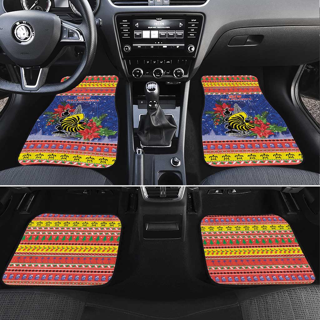New Caledonia Christmas Car Mats Kanaky Poinsettia Joyeux Noel LT05 Set 4pcs Red - Polynesian Pride
