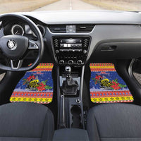 New Caledonia Christmas Car Mats Kanaky Poinsettia Joyeux Noel LT05 Set 2pcs - Front Red - Polynesian Pride