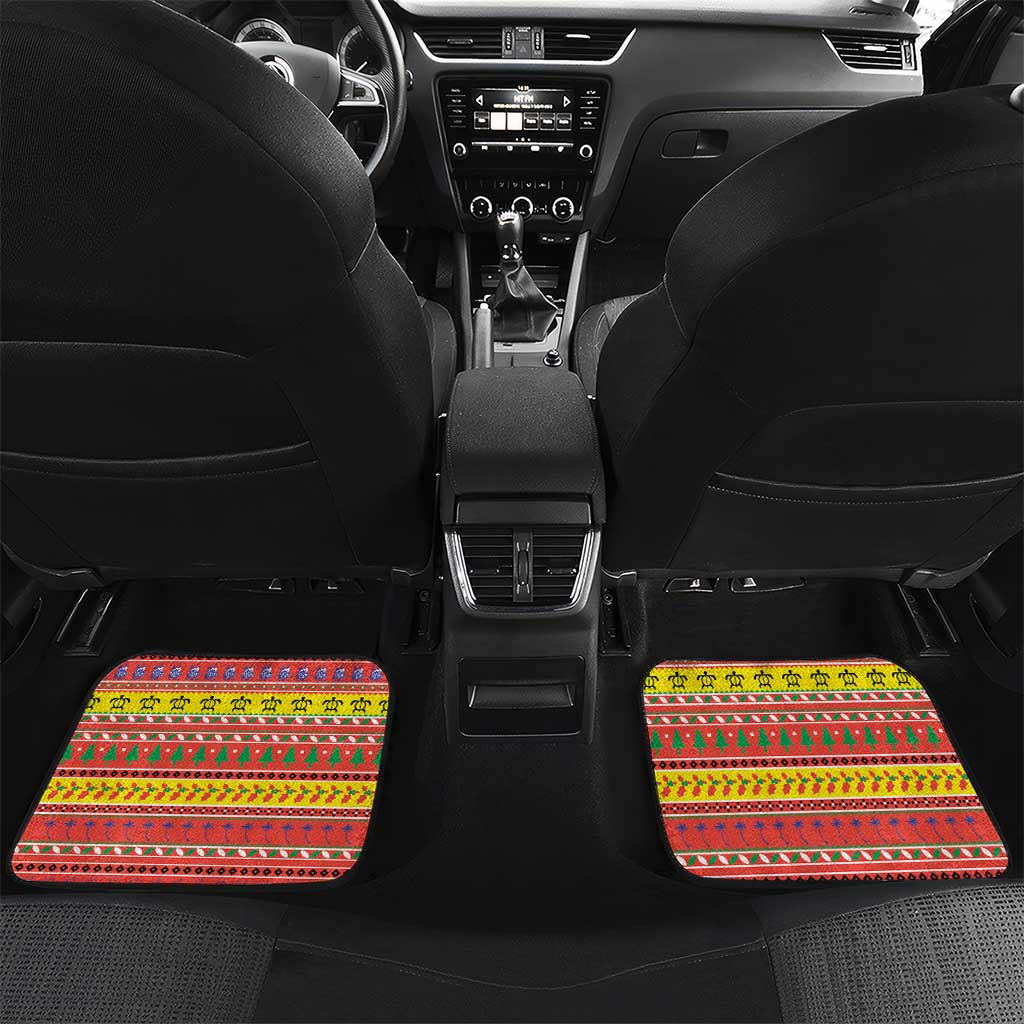 New Caledonia Christmas Car Mats Kanaky Poinsettia Joyeux Noel LT05 Set 2pcs - Back Red - Polynesian Pride