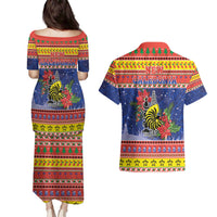 New Caledonia Christmas Couples Matching Puletasi and Hawaiian Shirt Kanaky Poinsettia Joyeux Noel LT05 - Polynesian Pride