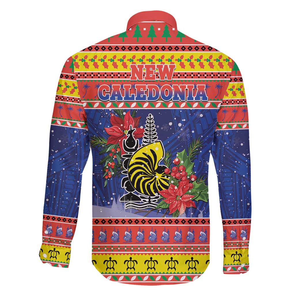 New Caledonia Christmas Family Matching Long Sleeve Bodycon Dress and Hawaiian Shirt Kanaky Poinsettia Joyeux Noel LT05 - Polynesian Pride