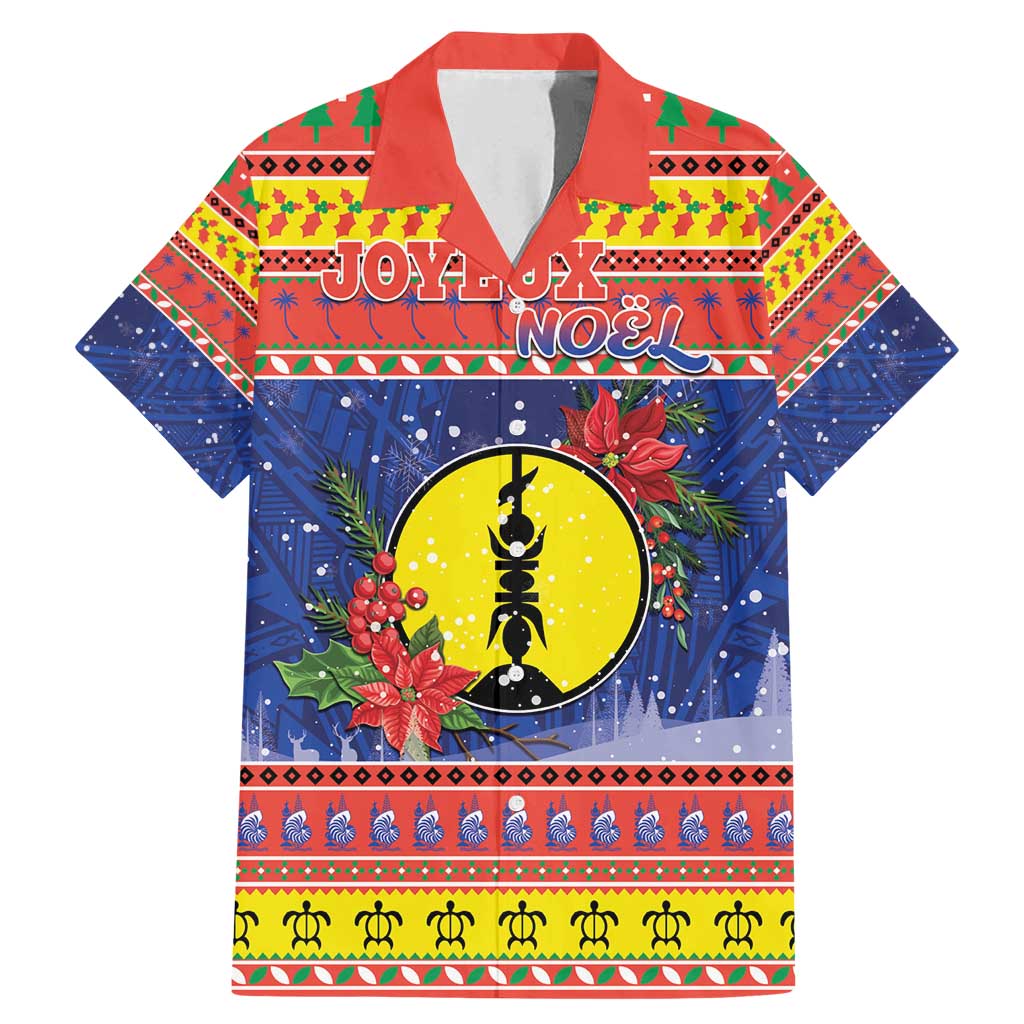 New Caledonia Christmas Family Matching Mermaid Dress and Hawaiian Shirt Kanaky Poinsettia Joyeux Noel LT05 Dad's Shirt - Short Sleeve Red - Polynesian Pride