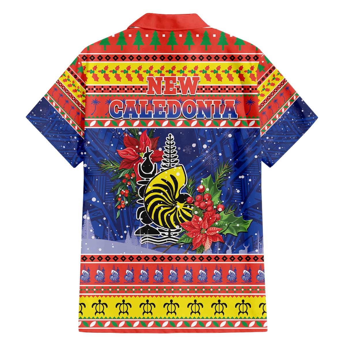 New Caledonia Christmas Family Matching Off The Shoulder Long Sleeve Dress and Hawaiian Shirt Kanaky Poinsettia Joyeux Noel LT05 - Polynesian Pride