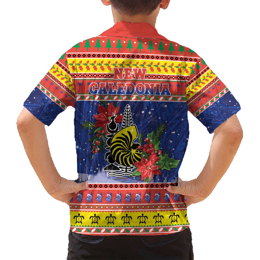 New Caledonia Christmas Family Matching Off Shoulder Short Dress and Hawaiian Shirt Kanaky Poinsettia Joyeux Noel LT05 - Polynesian Pride