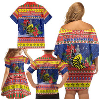 New Caledonia Christmas Family Matching Off Shoulder Short Dress and Hawaiian Shirt Kanaky Poinsettia Joyeux Noel LT05 - Polynesian Pride