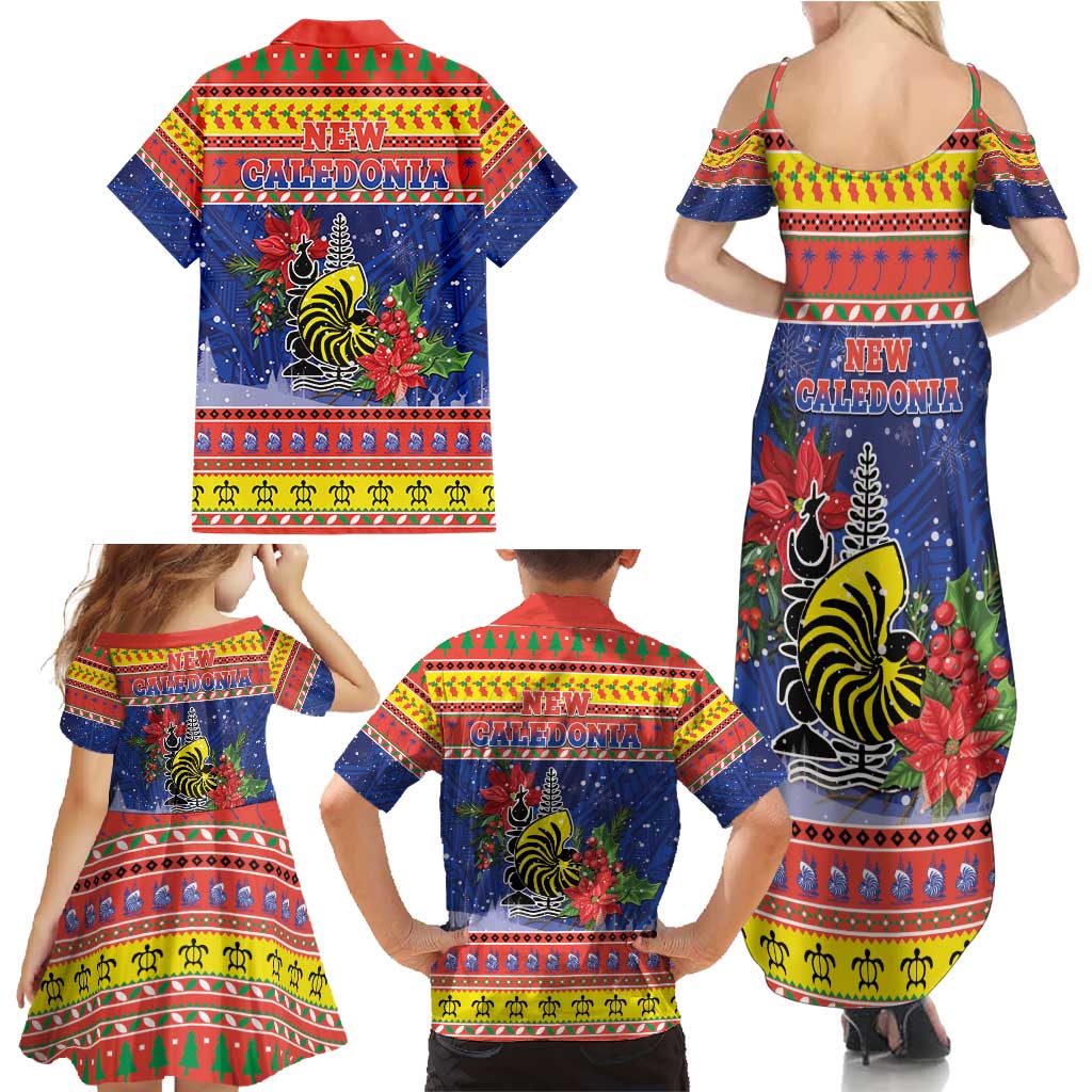 New Caledonia Christmas Family Matching Summer Maxi Dress and Hawaiian Shirt Kanaky Poinsettia Joyeux Noel LT05 - Polynesian Pride
