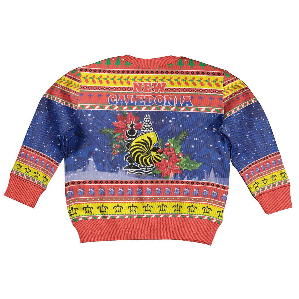 New Caledonia Christmas Kid Ugly Christmas Sweater Kanaky Poinsettia Joyeux Noel LT05 - Polynesian Pride