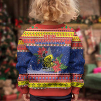 New Caledonia Christmas Kid Ugly Christmas Sweater Kanaky Poinsettia Joyeux Noel LT05 - Polynesian Pride
