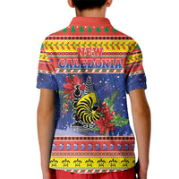 New Caledonia Christmas Kid Polo Shirt Kanaky Poinsettia Joyeux Noel LT05 - Polynesian Pride