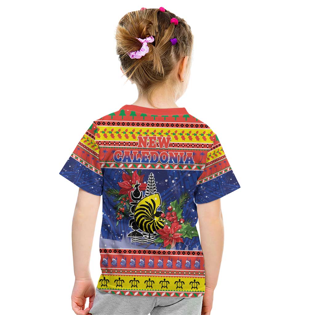 New Caledonia Christmas Kid T Shirt Kanaky Poinsettia Joyeux Noel