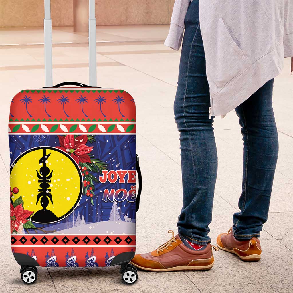 New Caledonia Christmas Luggage Cover Kanaky Poinsettia Joyeux Noel LT05 Red - Polynesian Pride