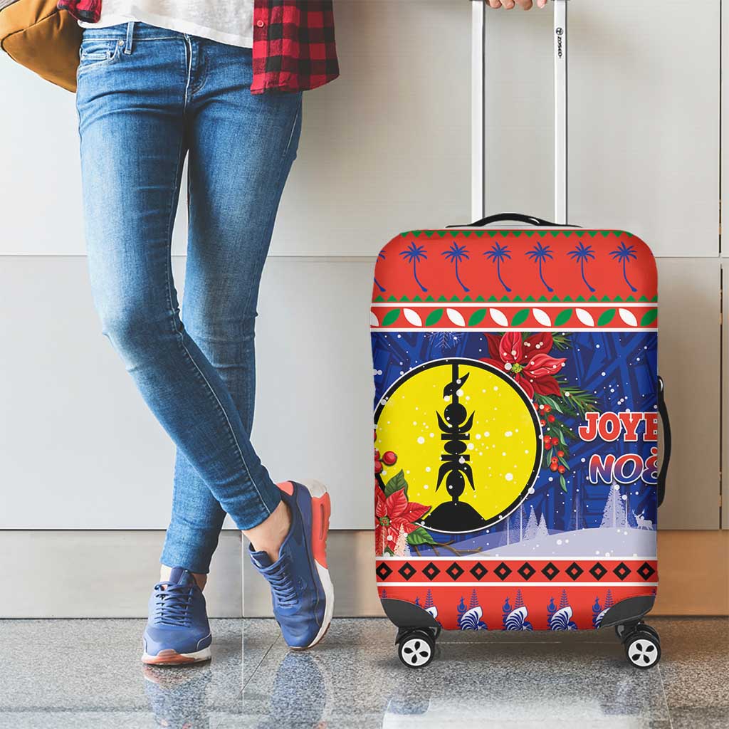 New Caledonia Christmas Luggage Cover Kanaky Poinsettia Joyeux Noel LT05 - Polynesian Pride