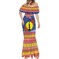 New Caledonia Christmas Mermaid Dress Kanaky Poinsettia Joyeux Noel LT05 - Polynesian Pride