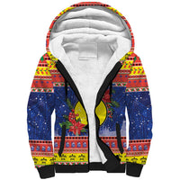 New Caledonia Christmas Sherpa Hoodie Kanaky Poinsettia Joyeux Noel LT05 Unisex Red - Polynesian Pride