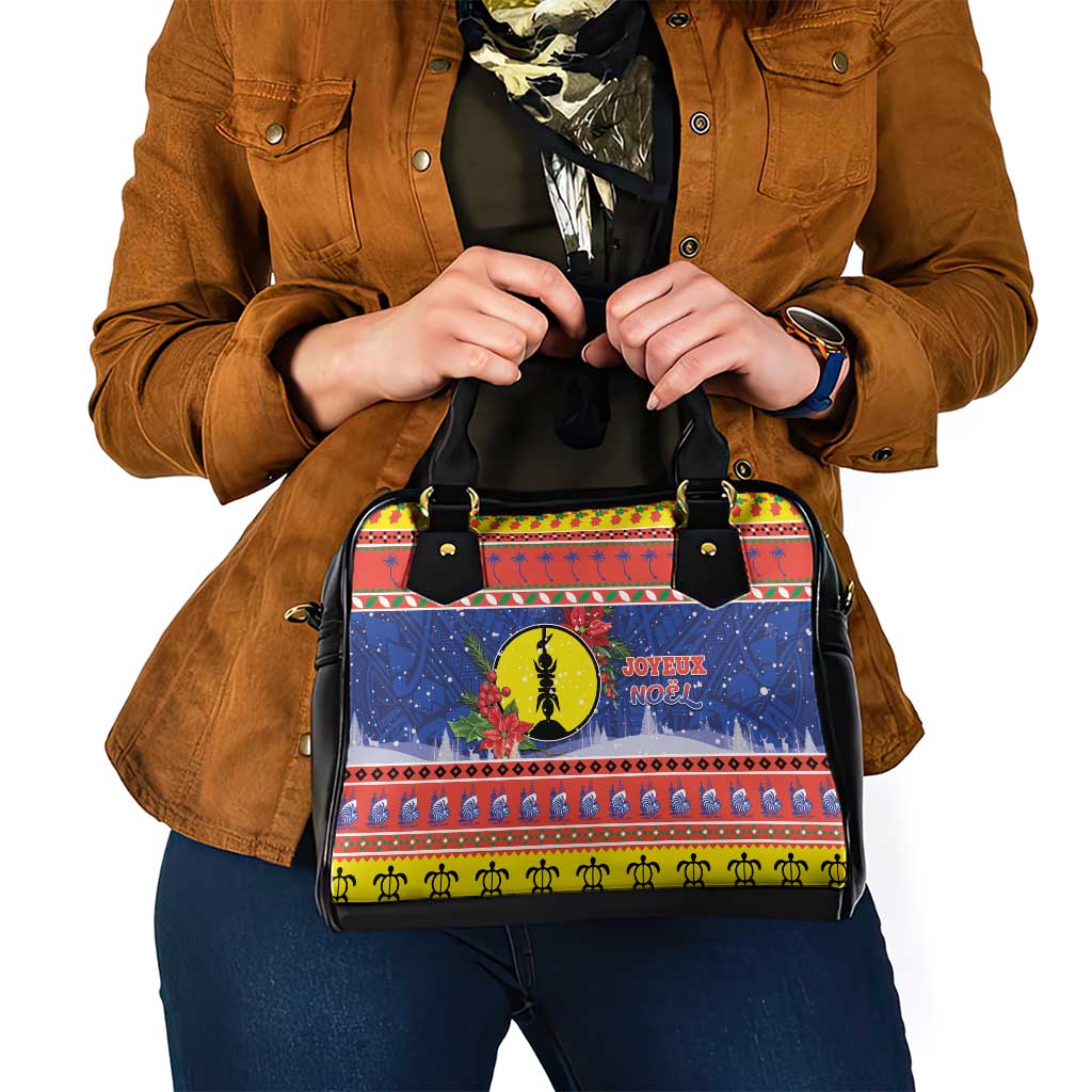 New Caledonia Christmas Shoulder Handbag Kanaky Poinsettia Joyeux Noel