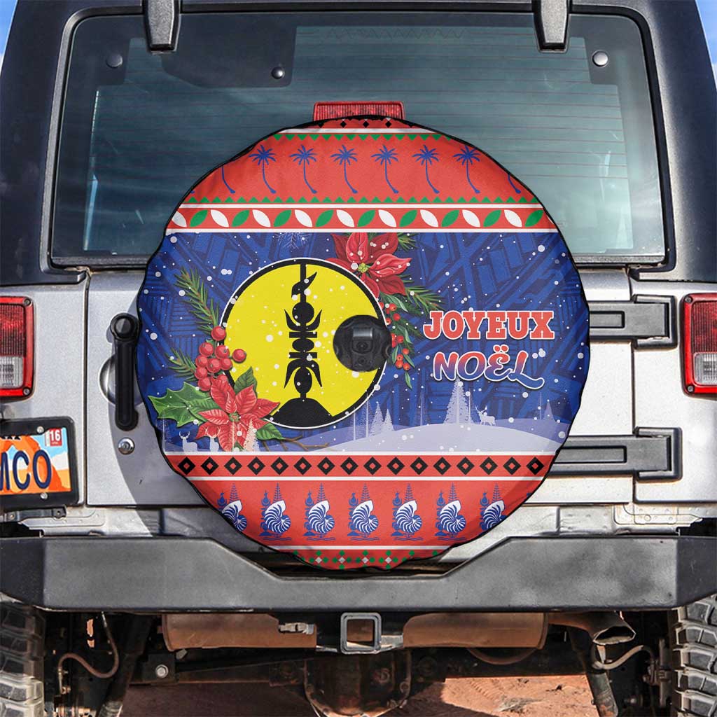 New Caledonia Christmas Spare Tire Cover Kanaky Poinsettia Joyeux Noel LT05 Red - Polynesian Pride