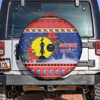 New Caledonia Christmas Spare Tire Cover Kanaky Poinsettia Joyeux Noel LT05 Red - Polynesian Pride
