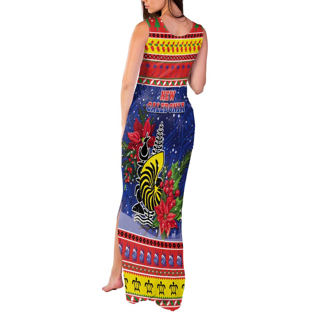 New Caledonia Christmas Tank Maxi Dress Kanaky Poinsettia Joyeux Noel LT05 - Polynesian Pride