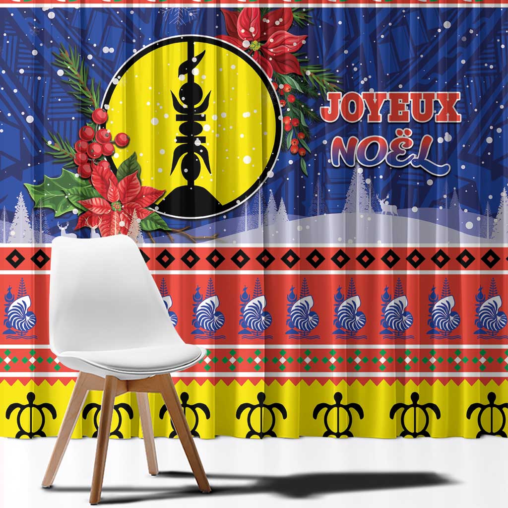 New Caledonia Christmas Window Curtain Kanaky Poinsettia Joyeux Noel LT05 - Polynesian Pride