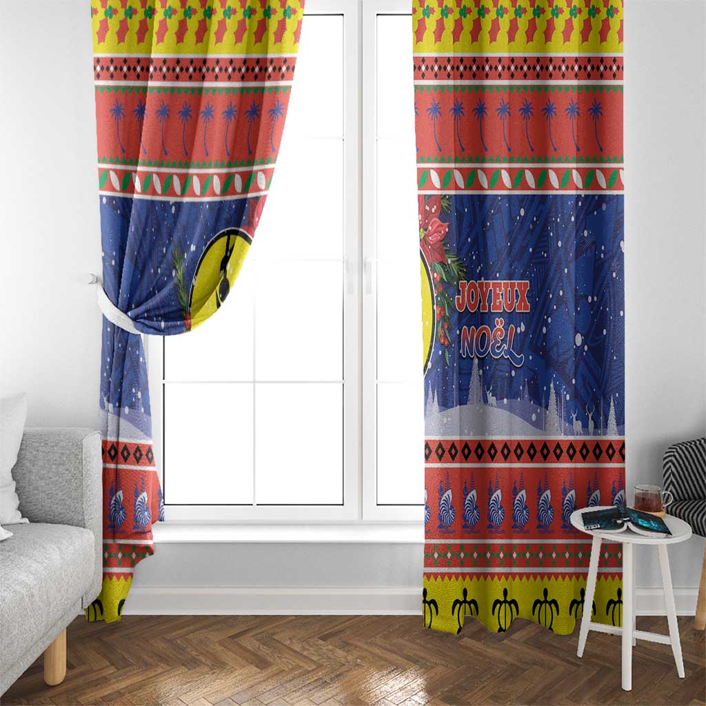 New Caledonia Christmas Window Curtain Kanaky Poinsettia Joyeux Noel LT05 - Polynesian Pride