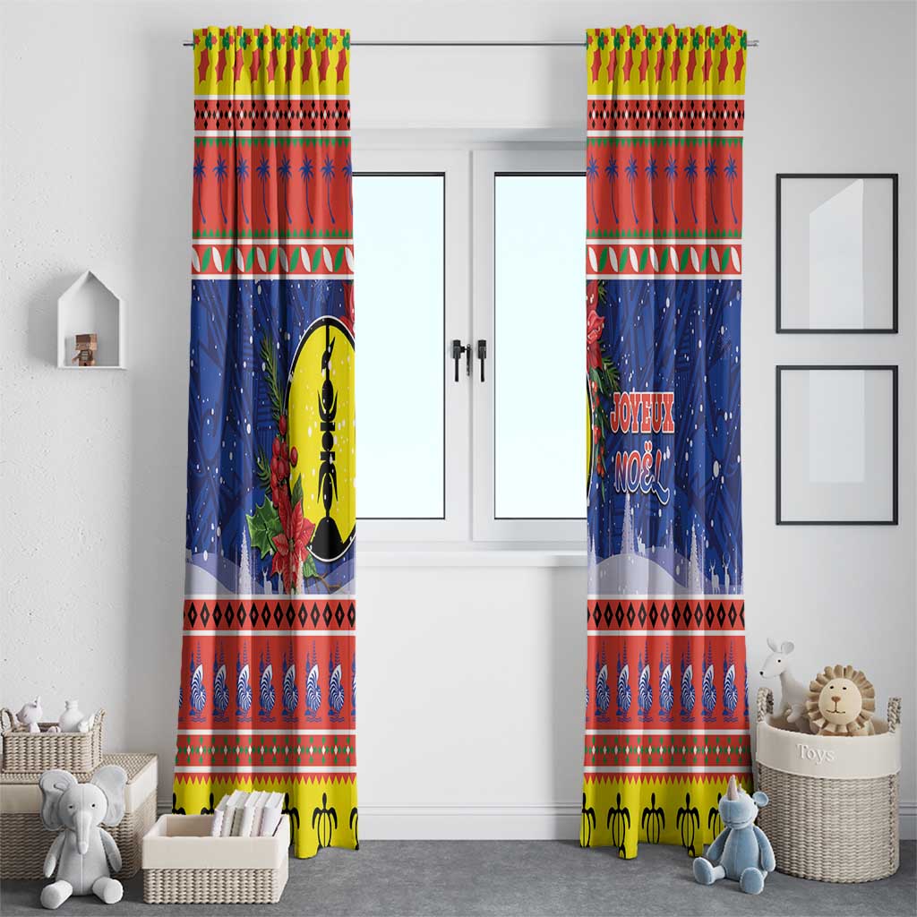 New Caledonia Christmas Window Curtain Kanaky Poinsettia Joyeux Noel LT05 - Polynesian Pride